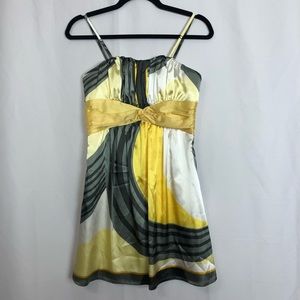 Bariano Silk Yellow & Black Formal Dress 6 Y2K Slip Dress